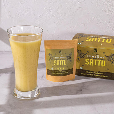 Adya Organics Sattu Premix | Instant Sattu Drink Mix with Jaggery & Spices | 100% Natural & Healthy | Quick Energy Booster for Summer | No Chemicals or Preservatives | 250g Pack
