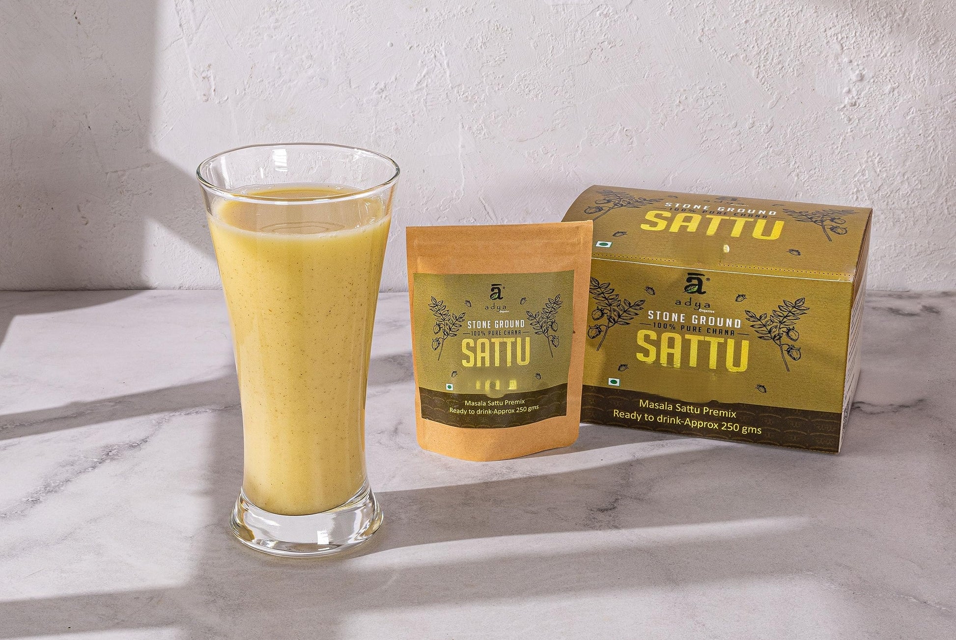 Adya Organics Sattu Premix | Instant Sattu Drink Mix with Jaggery & Spices | 100% Natural & Healthy | Quick Energy Booster for Summer | No Chemicals or Preservatives | 250g Pack