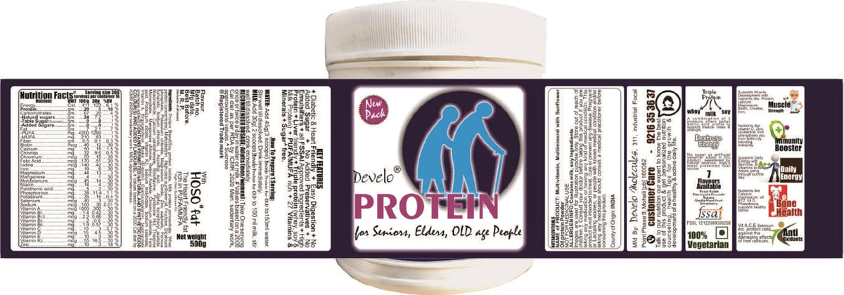 Develo Health Gainer protein Powder for Elderly, Seniors & Old Age, Men & Women - 500g Kesar Badam