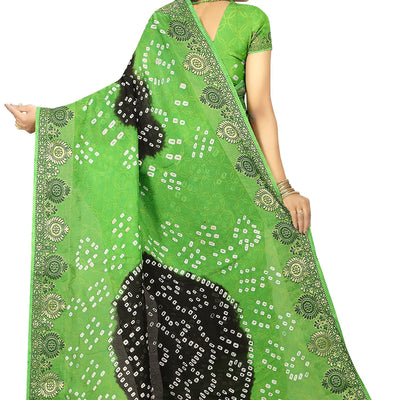 Concepta Women's Silk Bandhani Saree (Firozi_Free Size)