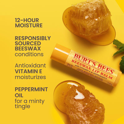 Burt's Bees Lip Balm, Beeswax, 0.15 oz, Transparent