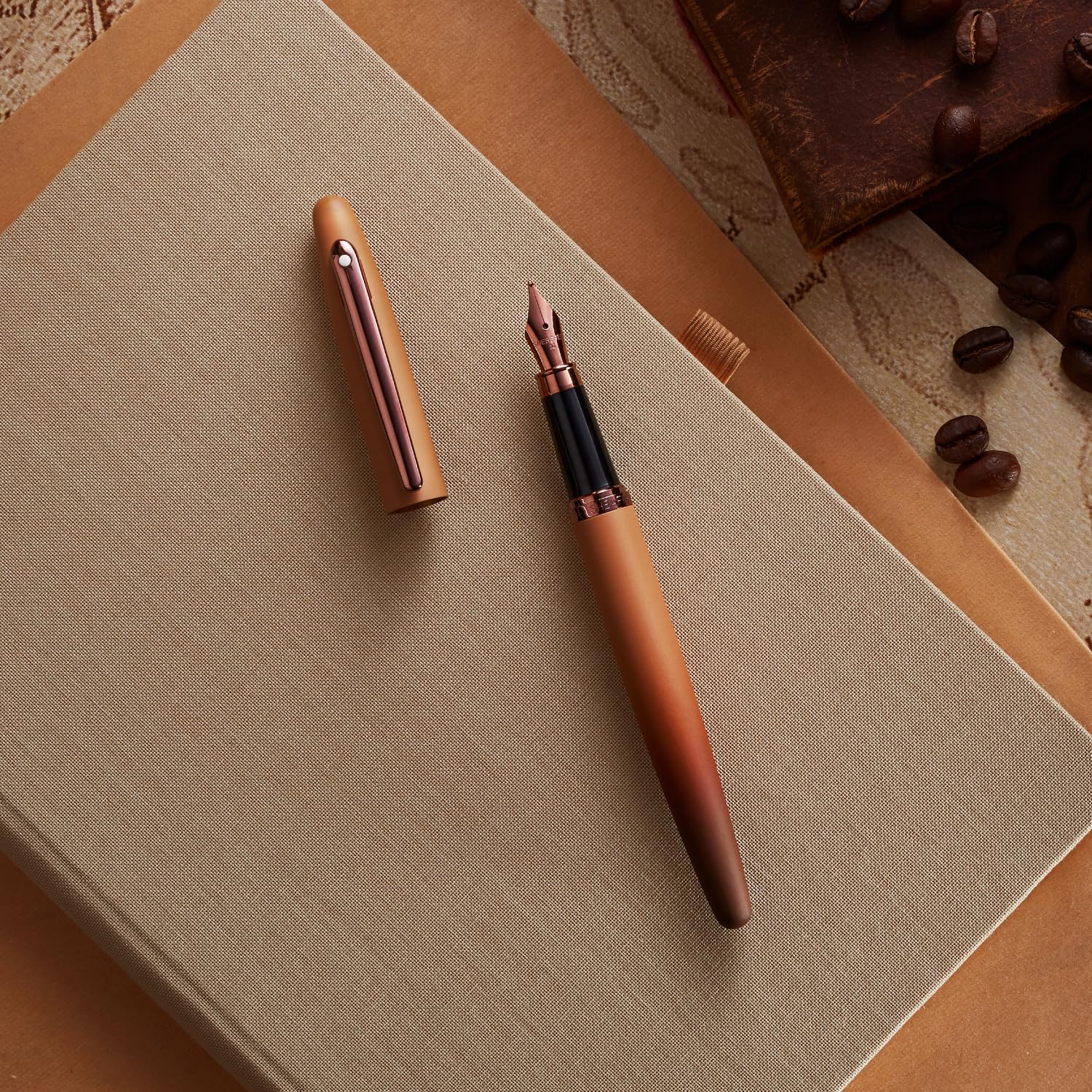 Sheaffer VFM 9428 Fountain Pen | Coffee Edition Matt Brown with Regal Brown PVD Trims | Medium Nib | Premium Coffee Brown Pen | Premium Fountain Pen