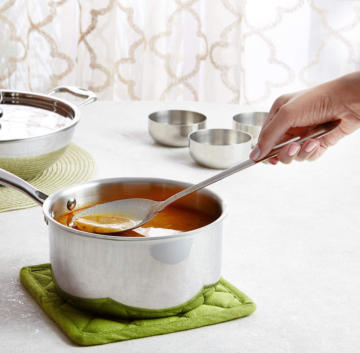 Amazon Brand - Solimo Stainless Steel Basting/Serving Spoon Set (2 pieces),58 centimeter