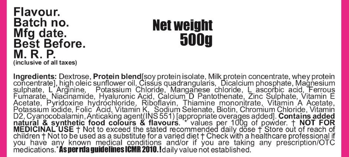 Develo Skin & Hair Nutritional Protein Supplement Powder for Healthy Hair, Glowing Skin & Nails - Enriched with Biotin, Hyaluronic Acid for Men & Women - 500g Vanilla