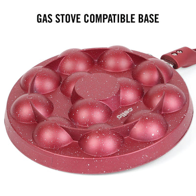 CELLO Crown Single Handle Appam 12 Cavity -Maroon (Aluminium)
