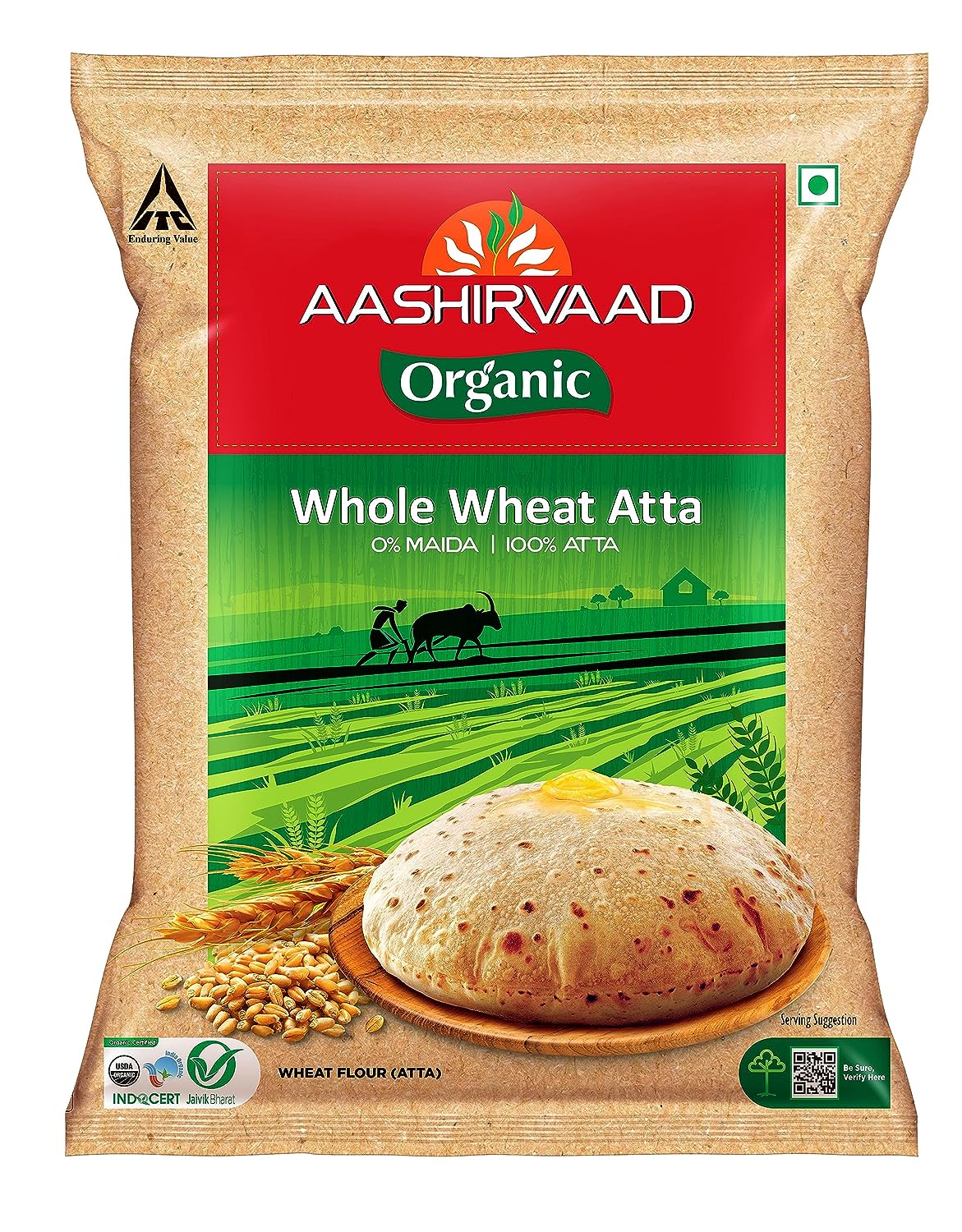 Aashirvaad Organic Atta, 5 kg, 100% Organic Whole Wheat Atta
