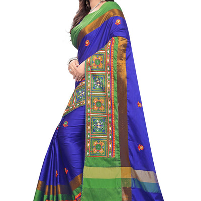 arriva fab cotton silk with blouse piece Saree (Riva405_ Red_ Free Size)