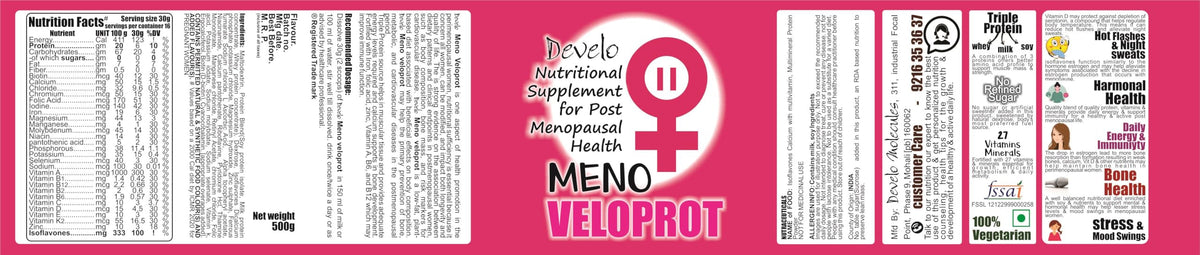 Develo Menopause Supplement for Women, Manage Hot Flashes, Night Sweats, Stress, Hormonal Imbalance - 500g Vanilla