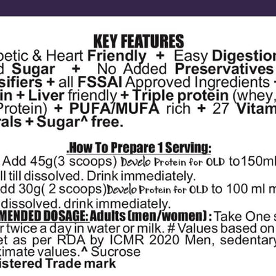 Develo Health Gainer protein Powder for Elderly, Seniors & Old Age, Men & Women - 500g Kesar Badam