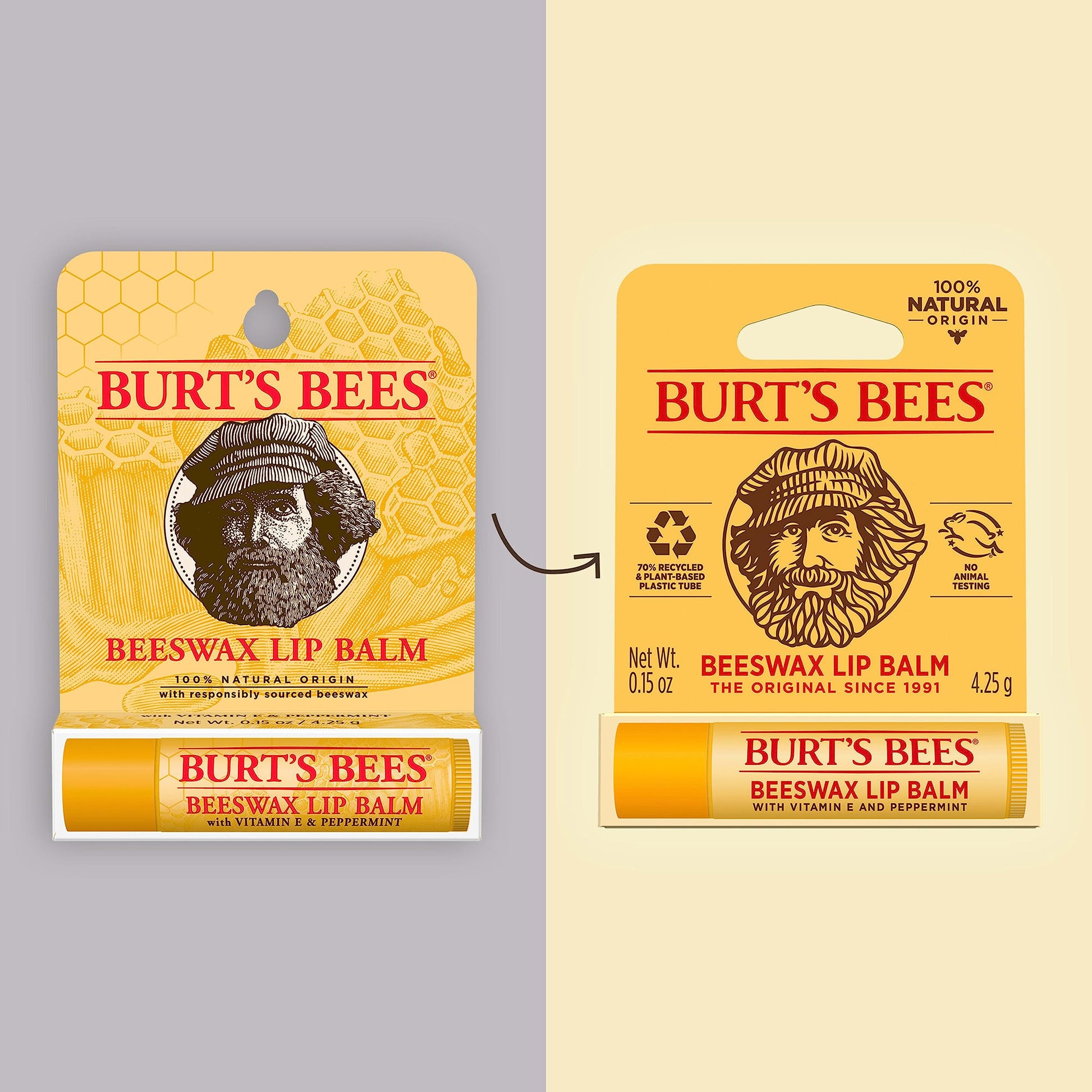 Burt's Bees Lip Balm, Beeswax, 0.15 oz, Transparent
