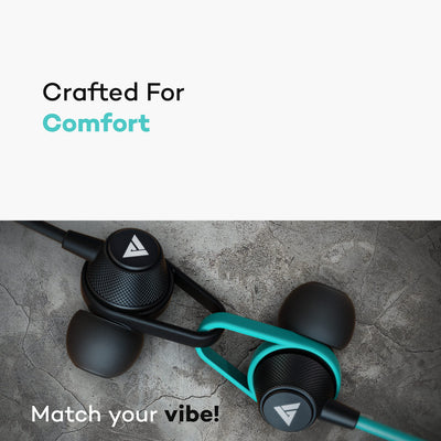 Boult Audio Bassbuds Loop 2 Wired in Ear Earphones with Mic, 10mm Powerful Driver for Extra Bass with Customizable Ear Loop (Teal Blue)