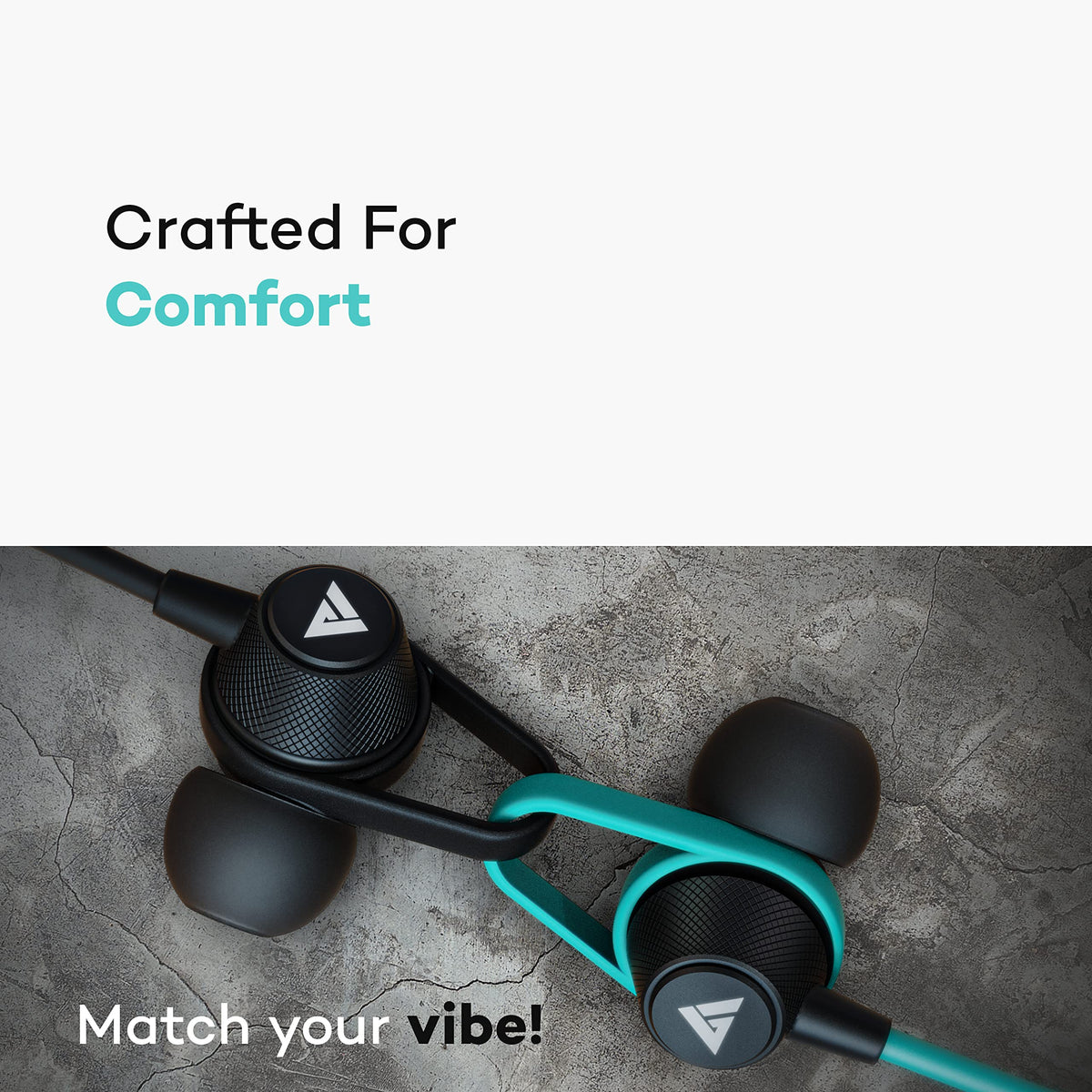 Boult Audio Bassbuds Loop 2 Wired in Ear Earphones with Mic, 10mm Powerful Driver for Extra Bass with Customizable Ear Loop (Teal Blue)