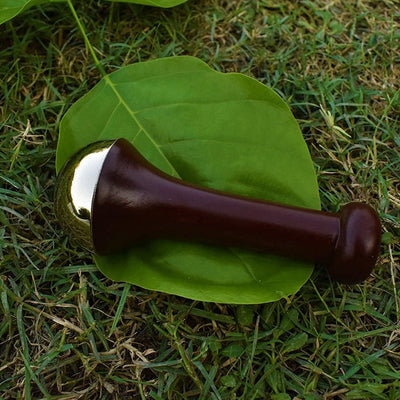 Goods Health Shop Kansa Wand Face Bronze Foot Massager With Wooden Handle For Detoxification And Deep Relaxation
