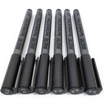 Brustro Technical Pen Black 0.3MM (Pack of 6)
