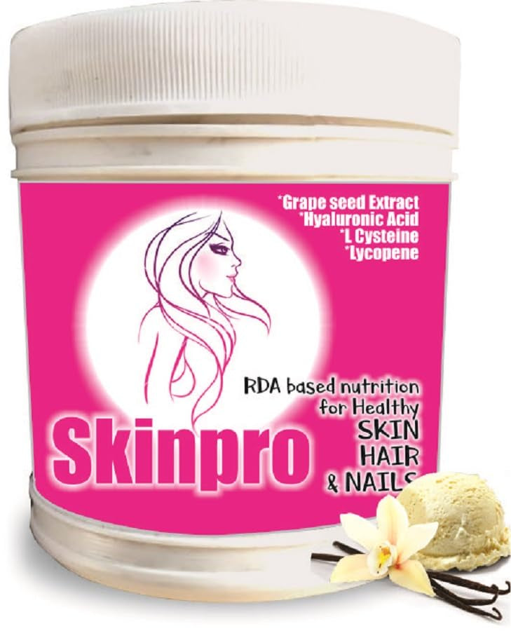 Develo Skin & Hair Nutritional Protein Supplement Powder for Healthy Hair, Glowing Skin & Nails - Enriched with Biotin, Hyaluronic Acid for Men & Women - 500g Vanilla