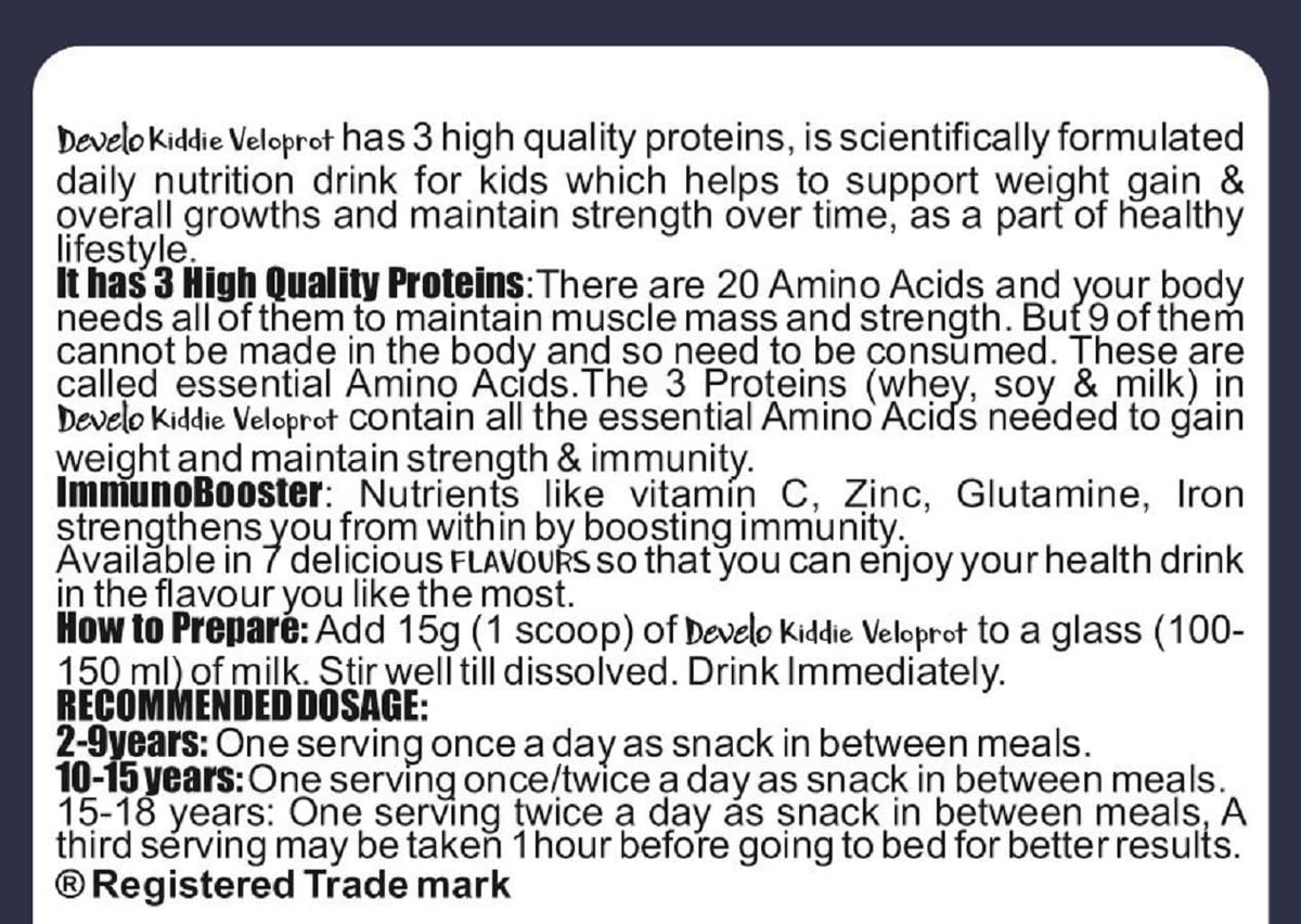 Develo Weight & Height Gainer Protein Powder for Kids, 2-12 years & Teenagers, Boys & Girls - 500g Kesar Badam