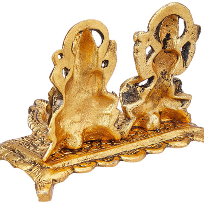 Collectible India Lakshmi Laxmi Ganesh murti Idol Ganesha Diya puja Deepak - Metal Lakshmi Ganesh Statue - Diwali Home Decoration Items - Lakshmi Ganesh for Diwali Showpiece Oil Lamp