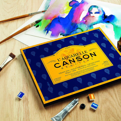 Canson Héritage Cotton 300 GSM Cold Pressed 36 x 51 CM Paper Block(White, 20 Sheets)