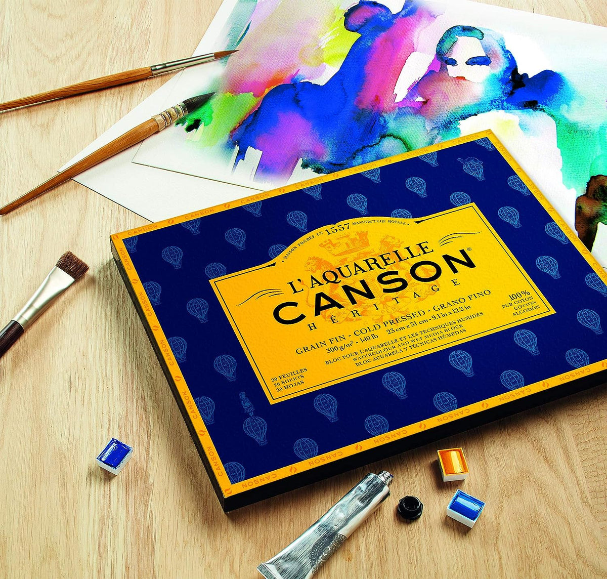 Canson Héritage Cotton 300 GSM Cold Pressed 36 x 51 CM Paper Block(White, 20 Sheets)