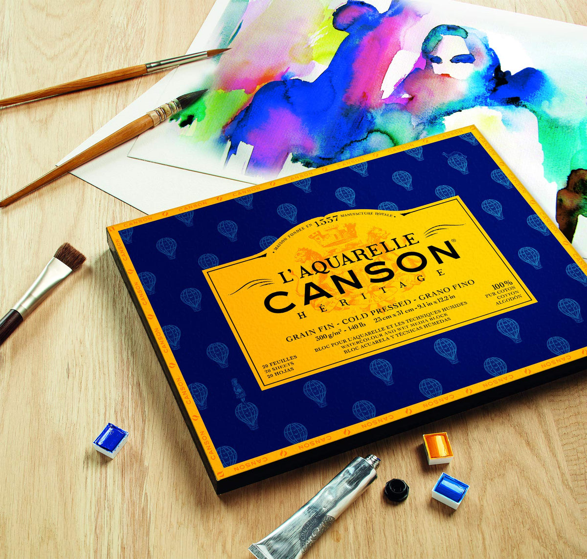 Canson Héritage Cotton 300 GSM Cold Pressed 31 x 41 CM Paper Block(White, 20 Sheets)