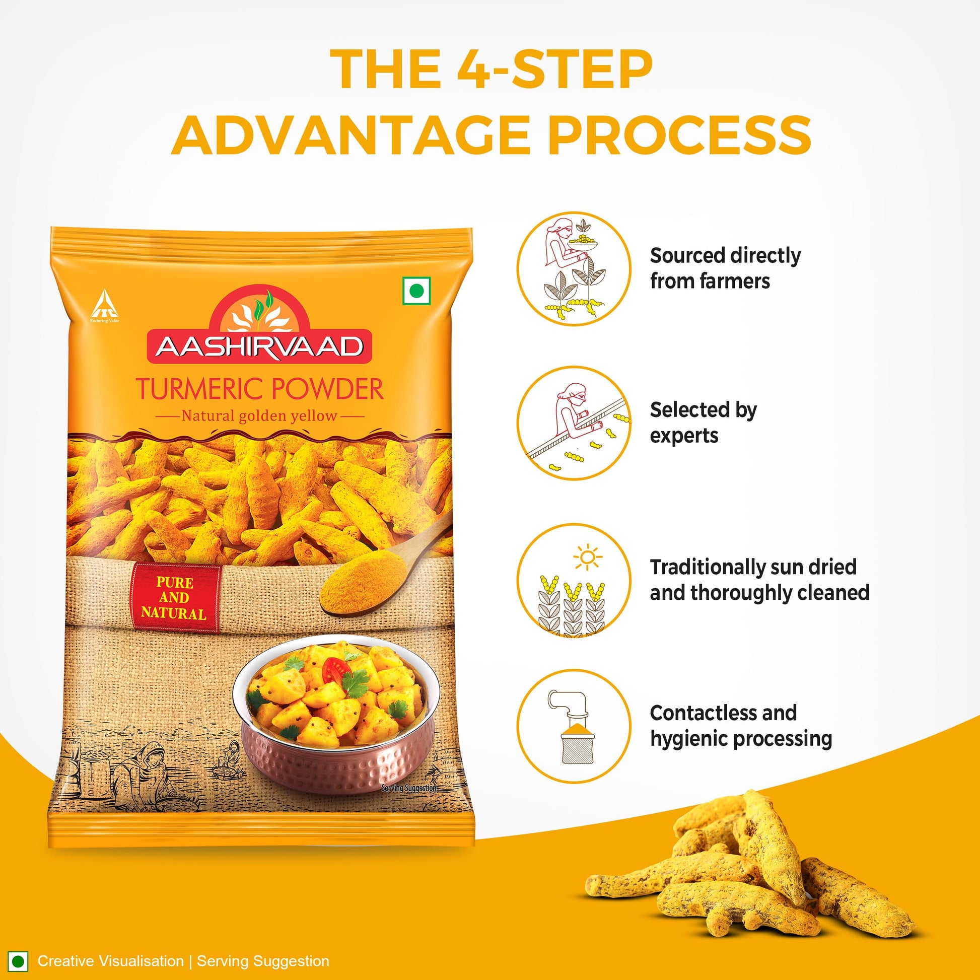 Aashirvaad Powder, Turmeric, 100g Pouch