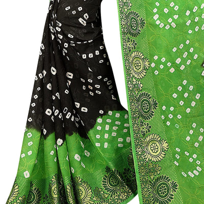 Concepta Women's Silk Bandhani Saree (Firozi_Free Size)