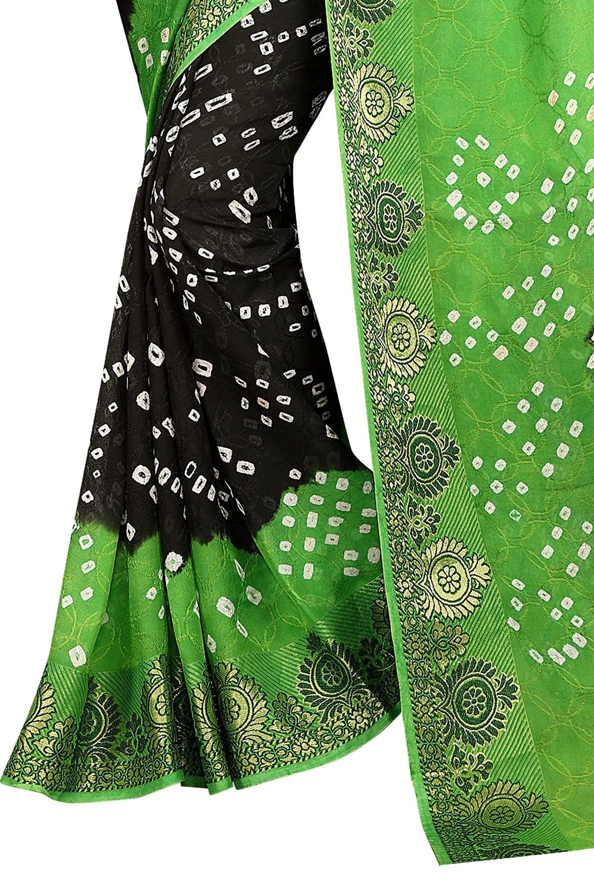 Concepta Women's Silk Bandhani Saree (Firozi_Free Size)