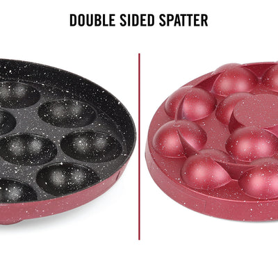 CELLO Crown Single Handle Appam 12 Cavity -Maroon (Aluminium)