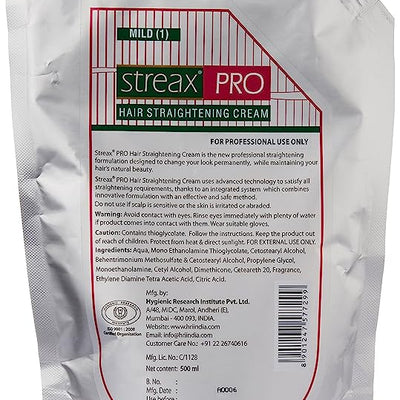 Streax Pro Hair Straightening Cream, Mild, 500ml