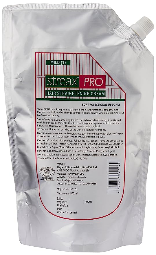 Streax Pro Hair Straightening Cream, Mild, 500ml