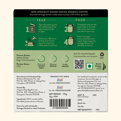 Blue Tokai Attikan Estate Medium-Dark Roast Easy Pour Sachets