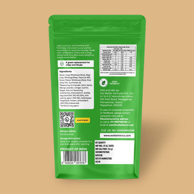 Eat Better Co Millet Namkeen - Pudina Punch - 4 Packets (4 x 100 grams) - 400 gms