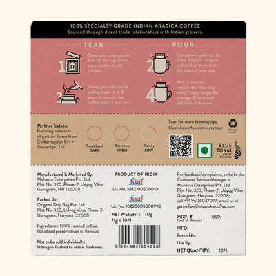 Blue Tokai French Roast Very Dark Roast Easy Pour Sachets