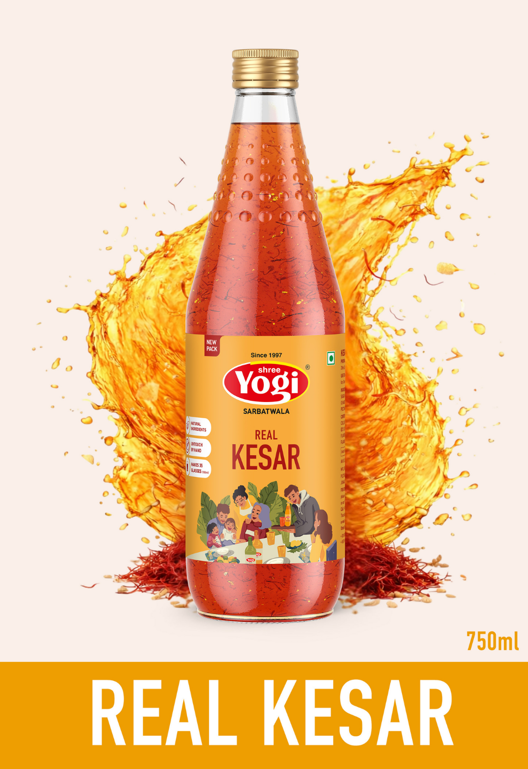 Shree Yogi Sharbatwala Premium Real Kesar Syrup | 750 ML