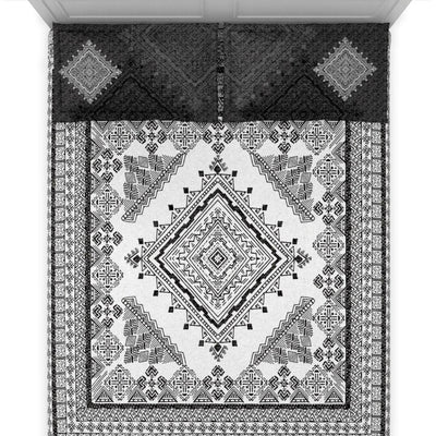 DDecor Live Beautiful Black & White 140 TC Cotton King Bedsheet & 2 Pillow Covers