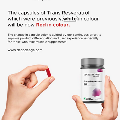 Decode Age 99.5% Pure Trans Resveratrol 250mg Supplement Capsules