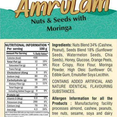 Baps Amrut Energy Bar Amrutam (Nuts & Seeds With Moringa)