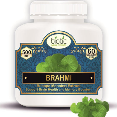 Biotic Brahmi Capsules - Bacopa Monnieri Extract 500mg - 60 Veg Capsules
