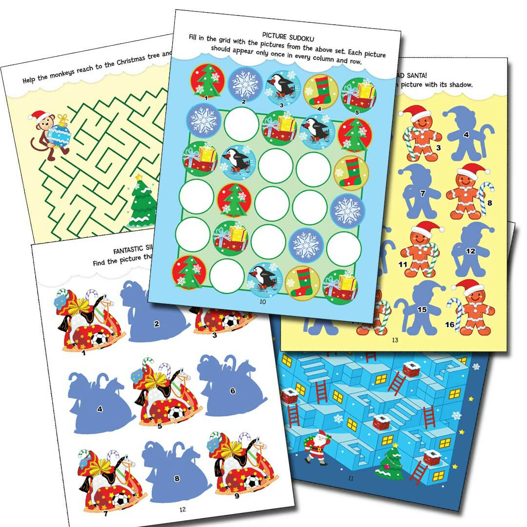Dreamland Publications Christmas Activity Book for Kids – Fun Puzzles, Coloring, Mazes & More | Ages 4–8
