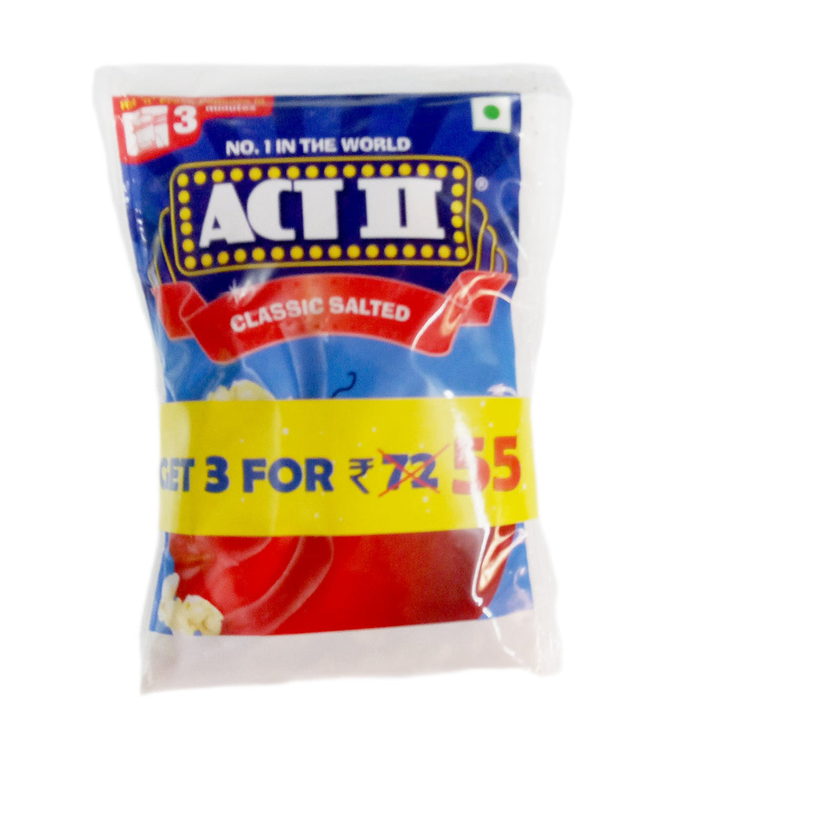 ACT II Instant Popcorn - Classic Salted, 3 x 60 g