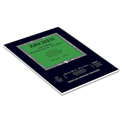 Arches Watercolour 300 Gsm Cold Pressed Natural White 26 X 36 Cm Paper Pad- 12 Sheets