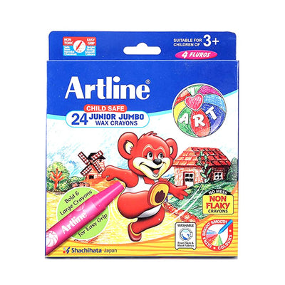 Artline Non-Toxic Junior Jumbo 24 Shades Wax Crayons