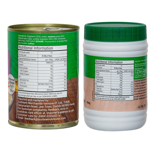 Baba Ghannouge (Eggplant Dip)385g|Tahina (Ground Sesame Paste)454g|Combo Of 2