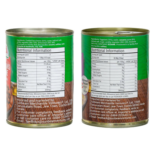 Foul Moudammas (Egyptian Recipe)400g|Baba Ghannouge (Eggplant Dip)385g|Combo Of 2
