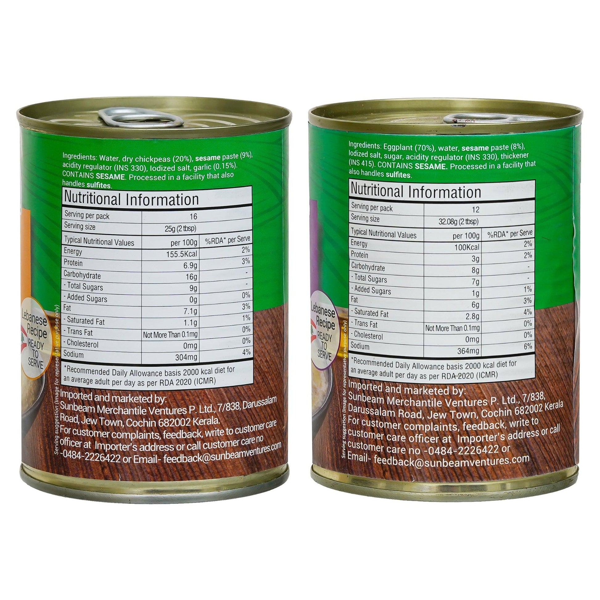 Hummus (Chickpea Dip)400g|Baba Ghannouge (Eggplant Dip)385g|Combo Of 2