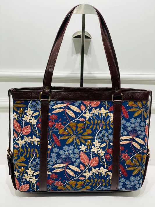 Compartment Floral Print Midnight Bloom Laptop Bag For Women