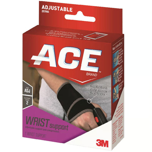 Ace Wrist Support One Size Fits Most, Left or Right Hand, Universal, Black