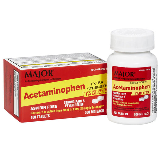 Acetaminophen 500 mg Extra Strength Pain Relief Tablets 100 Count