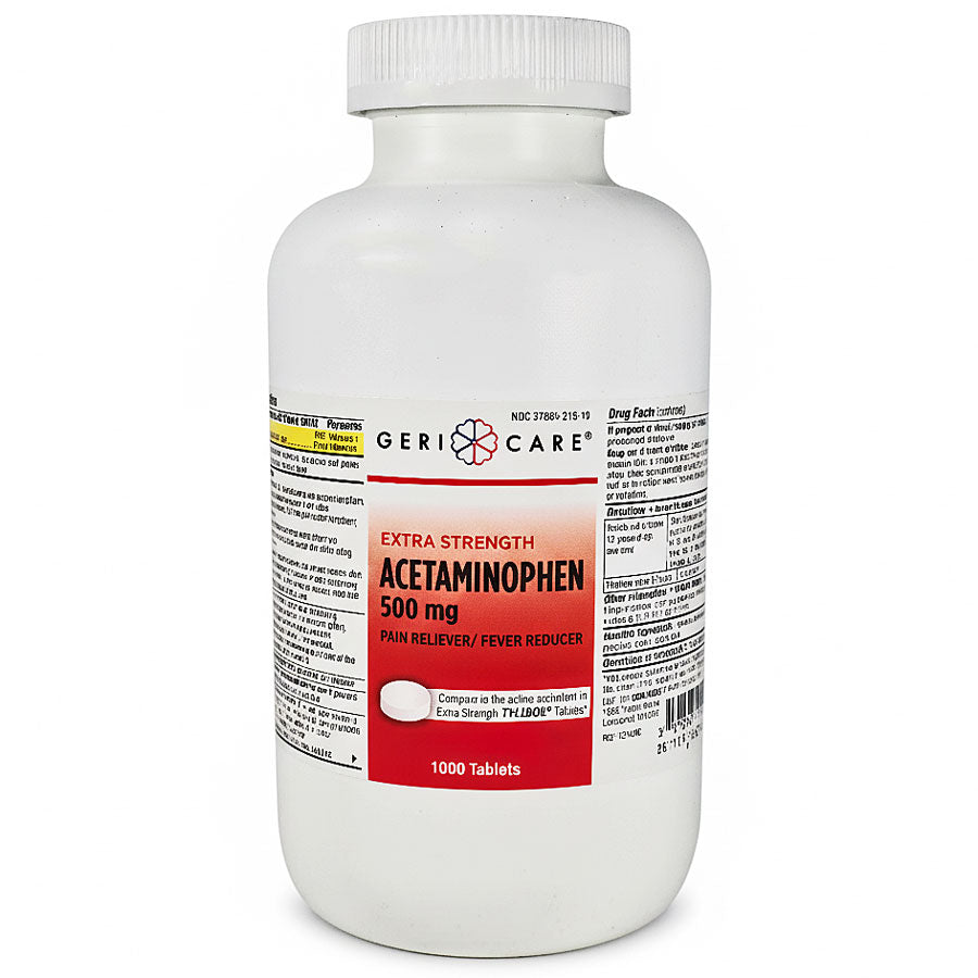 Acetaminophen 500mg Extra Strength Tablets Pain Reliever/Fever Reducer Bulk Bottle 1000 Count