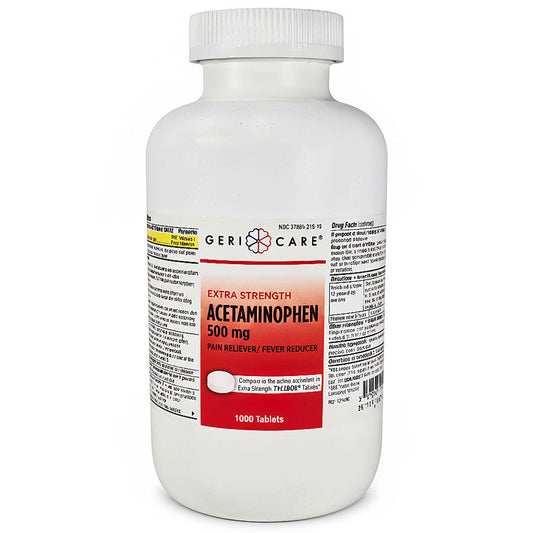 Acetaminophen 500mg Extra Strength Tablets Pain Reliever/Fever Reducer Bulk Bottle 1000 Count